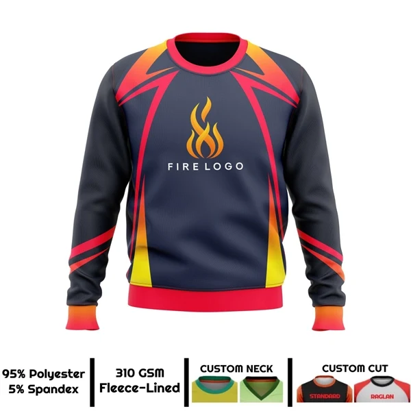 Unisex & Kids' Sublimation 310G Fleece-Lined Crew Sweatshirt 1