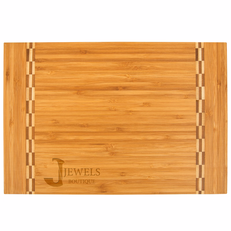 15" x 10" Bamboo Cutting Board w/ Butcher Block Inlay