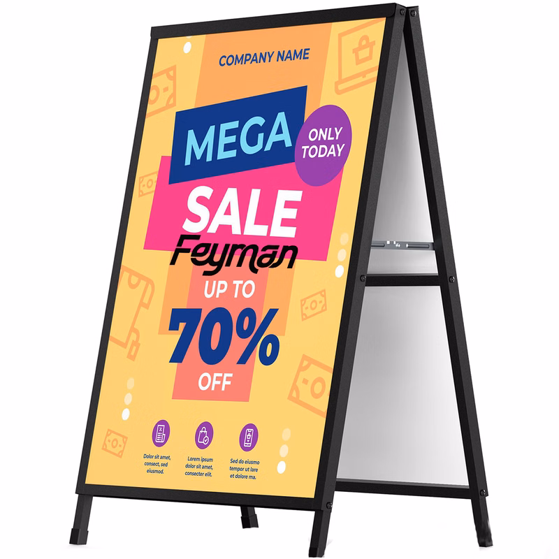 A Frame Standing Metal Sidewalk Sandwich Board