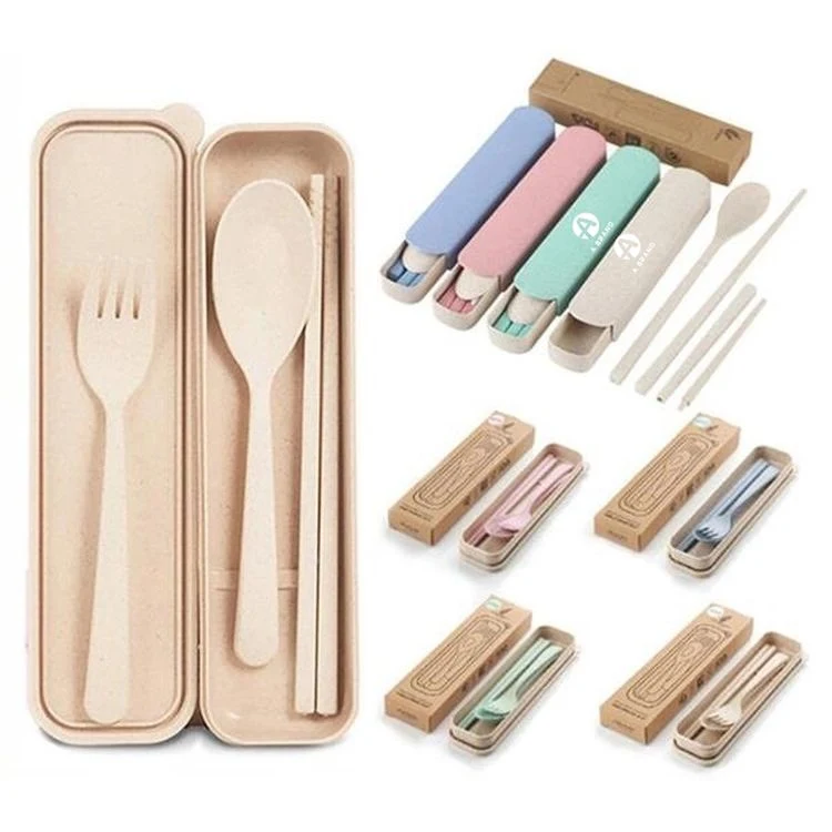 Eco-Friendly Wheat Straw Flatware Set with Case 1