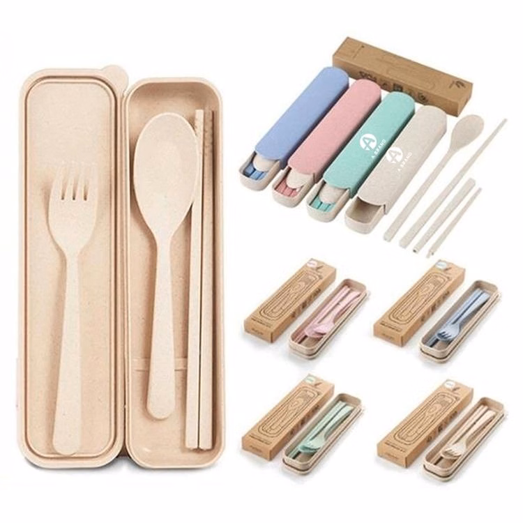 Eco-Friendly Wheat Straw Flatware Set with Case