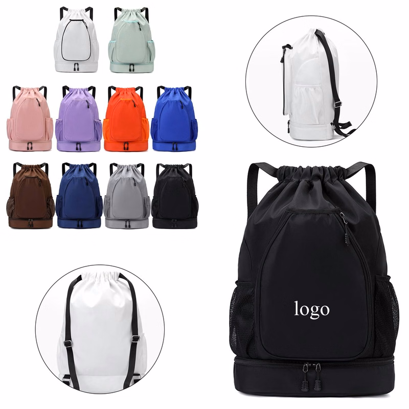 Student Sports Drawstring Backpack With Shoe Compartment