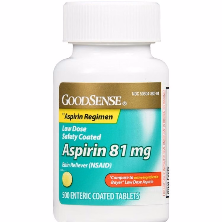 Aspirin 81 mg Tablets - Enteric Coated Tablets 500 Count