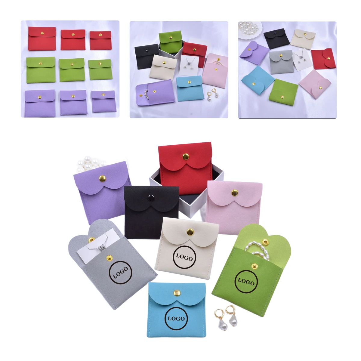 MOQ50 Custom Heart Shape Jewelry Pouch 1