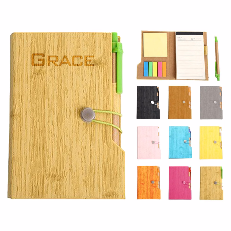 A6 Multi-Functional Wood Grain Notebook with Strap