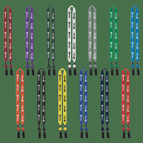 3/4" 2-Ended Polyester Lanyard with Metal Crimp & Metal Bulldog Clip 1