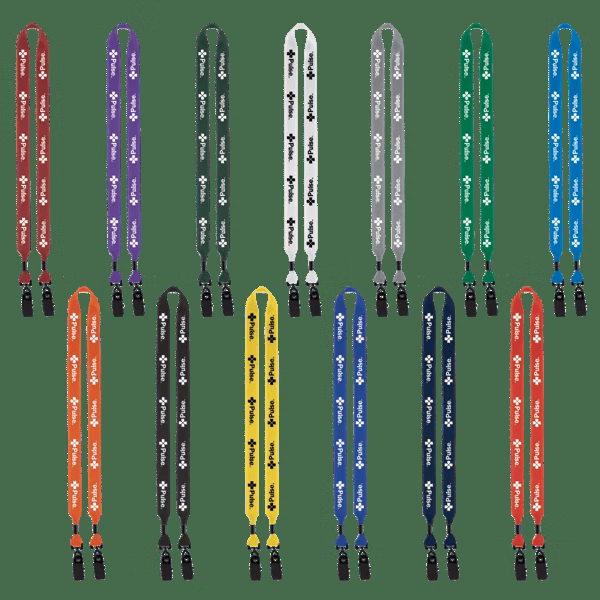3/4" 2-Ended Polyester Lanyard with Metal Crimp & Metal Bulldog Clip