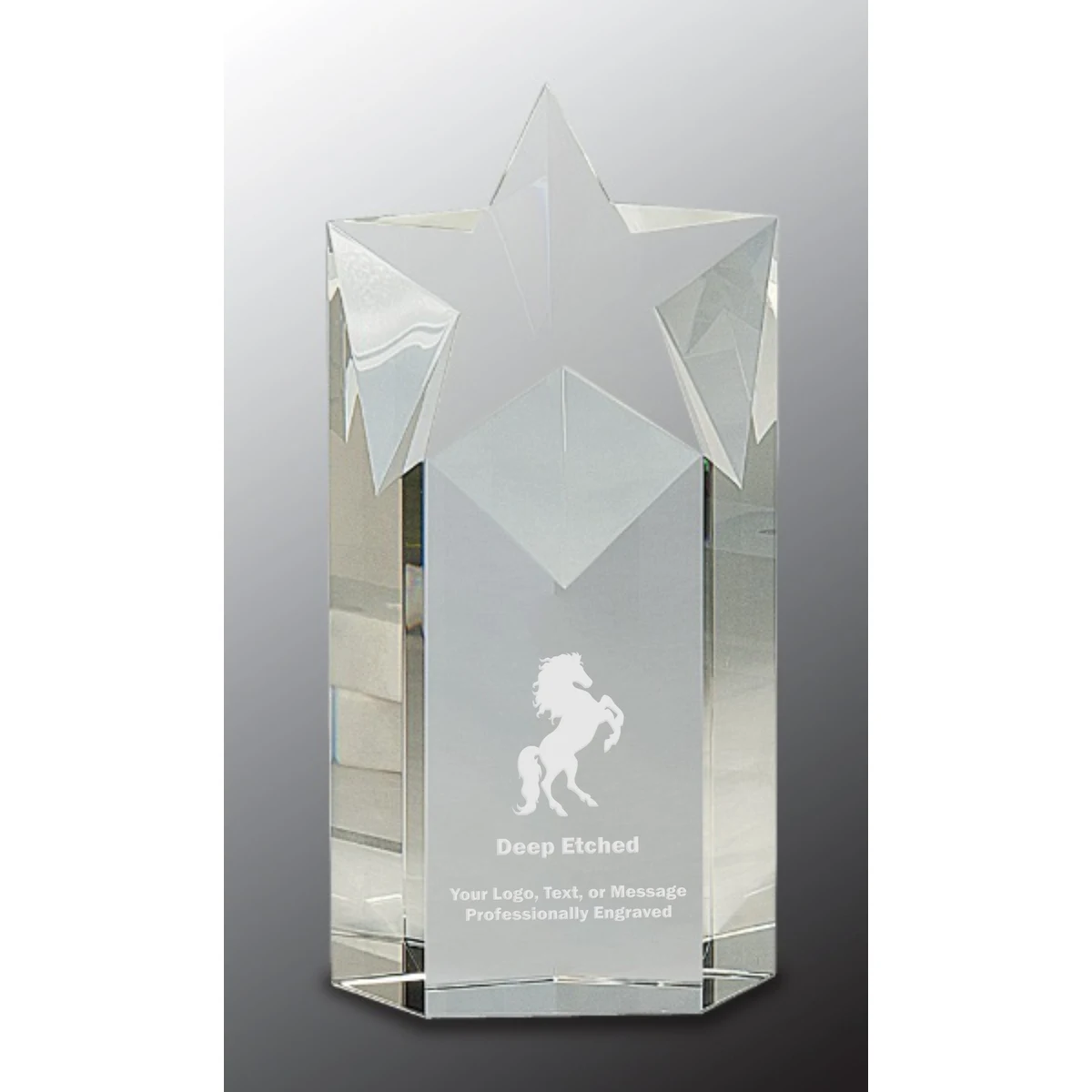 8" Clear Crystal Star Column Award 1