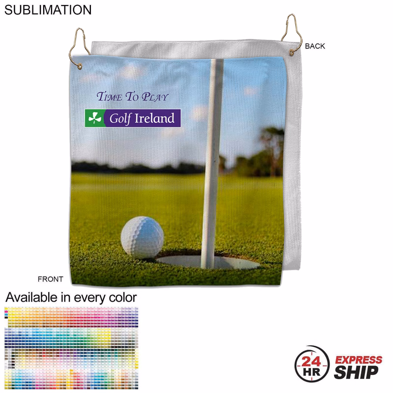 24Hr Express Ship - Colored Microfiber Dri-Lite Terry Golf Towel, Size 12x12, Nofold, Sublimated