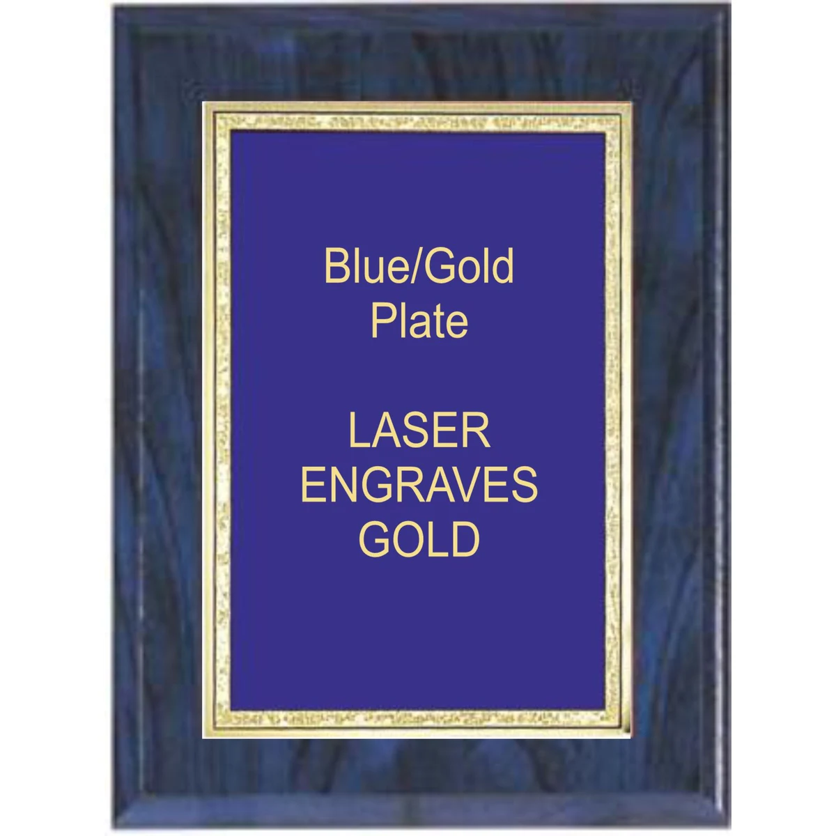 5" x 7" Blue Woodgrain Plaque with a Blue Florentine Plate 1