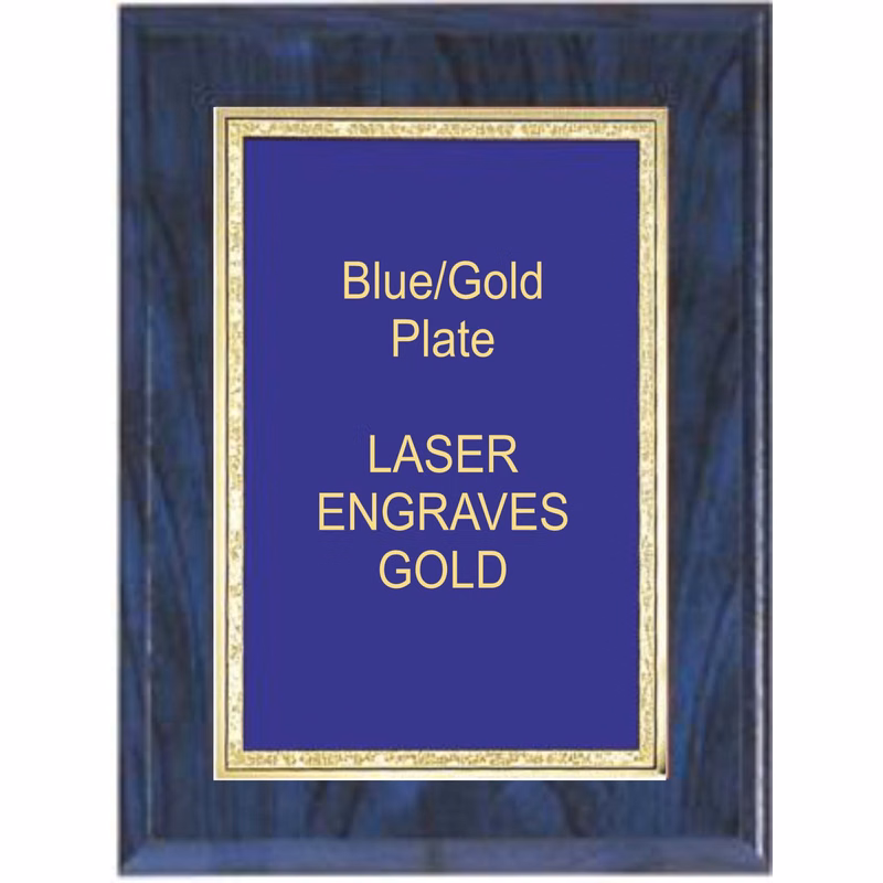 5" x 7" Blue Woodgrain Plaque with a Blue Florentine Plate