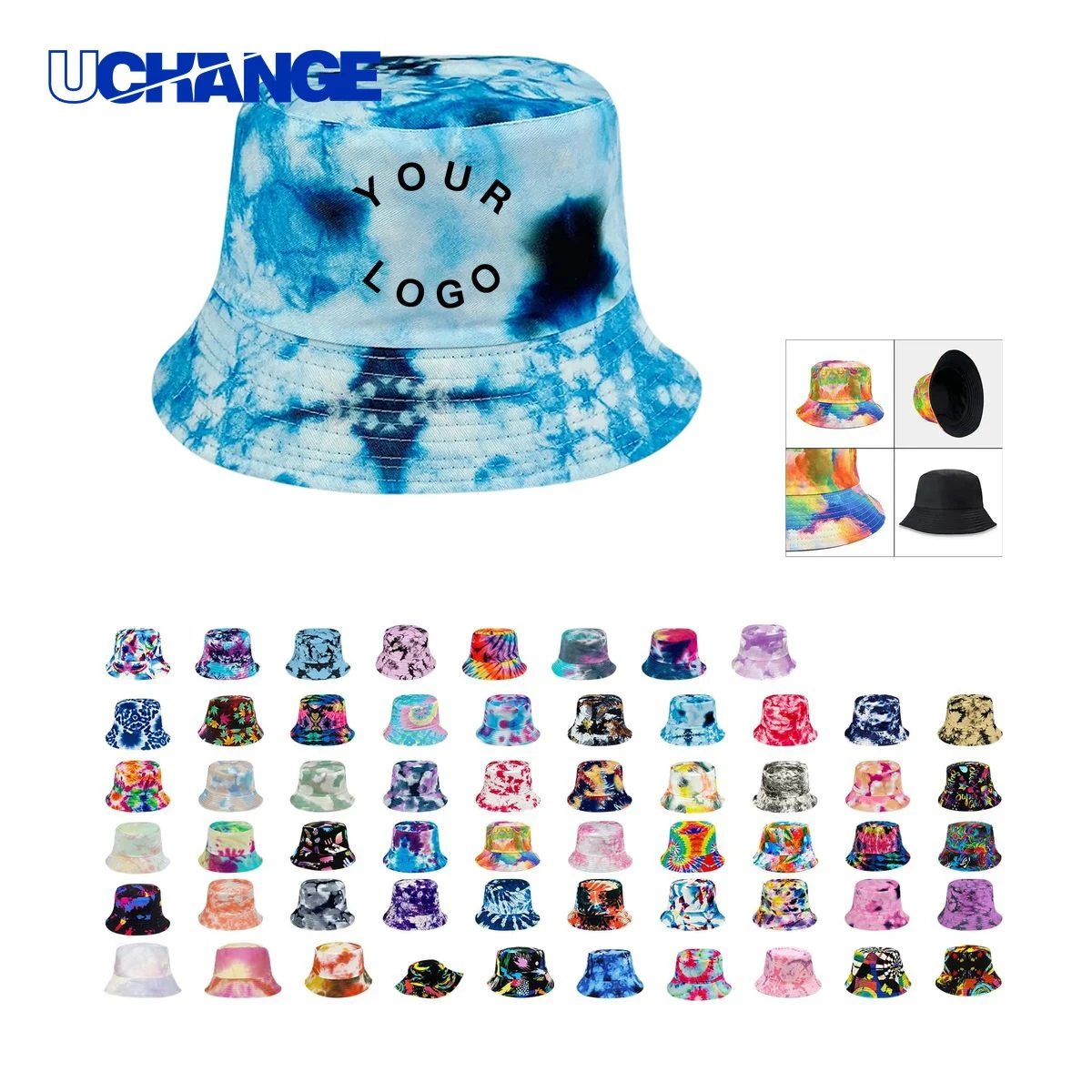Plastic Tie Dye Hat Headwear with UV Protection for Outdoor Use 1
