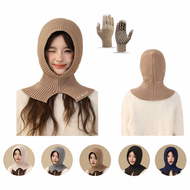 Ear Protection Knitted Neck Hat & Gloves