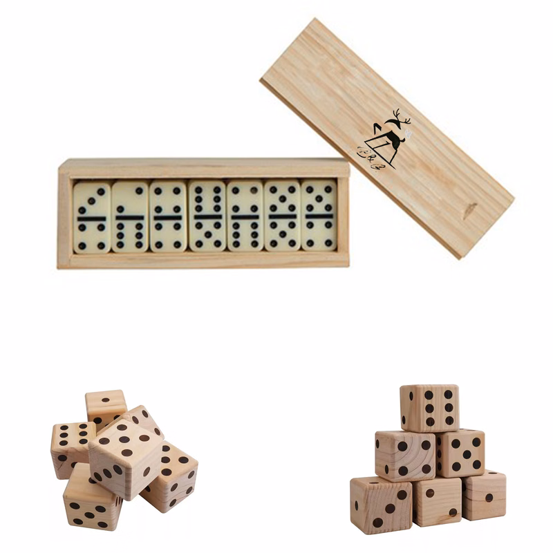 Small Dominos In Wooden Box