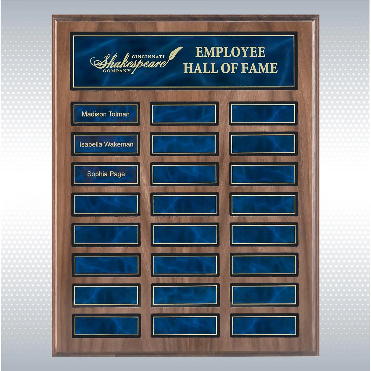 Perpetual Walnut Finish Plaque W/ 24 Plates (12" x 15") 1