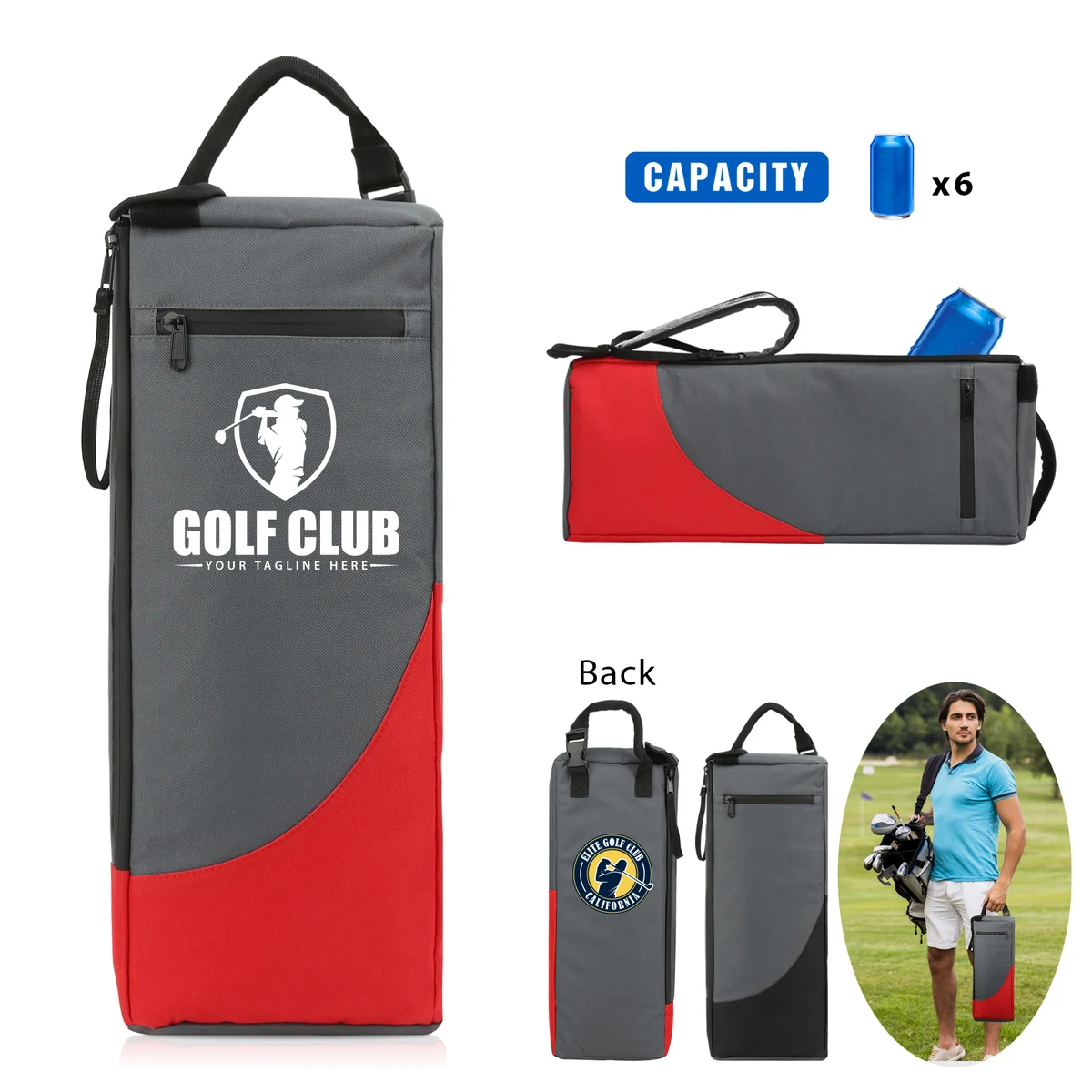 Insulated 6 Can Golf Cooler Bag With Shoulder Strap 1