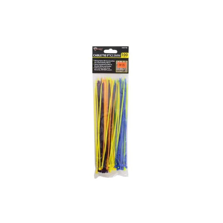 Cable Ties Assorted Colors 100 Count - 8" 1