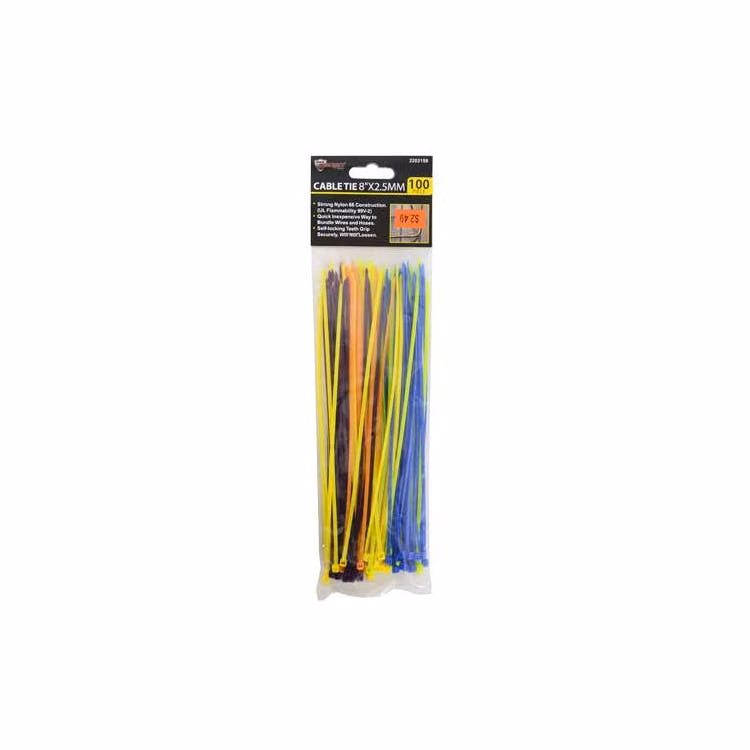 Cable Ties Assorted Colors 100 Count - 8"