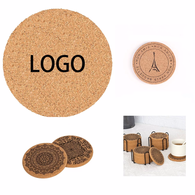 Round Absorbent Cork Coaster Set MOQ 10pcs