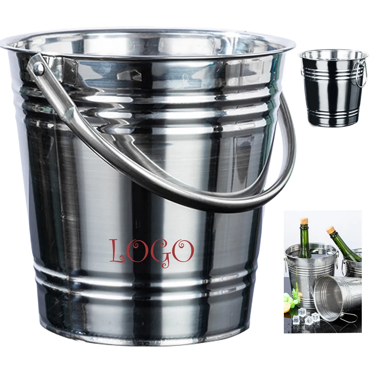 MOQ 20 Thick Stainless Steel Ice Bucket Party Bar Cooler 1