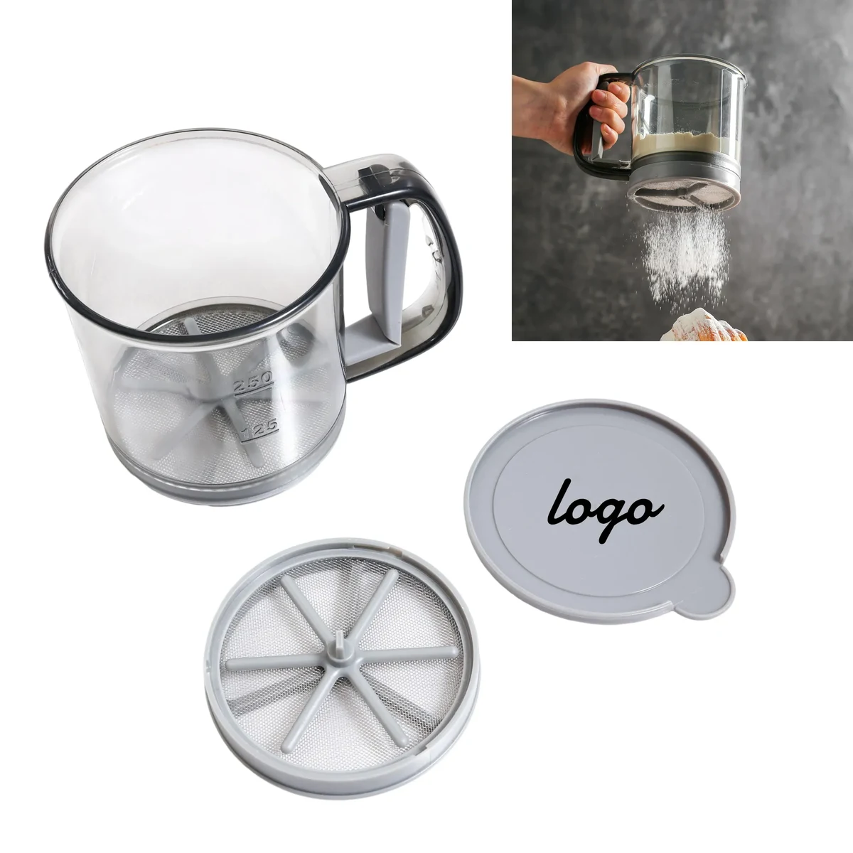 Cup - shaped Semi - automatic Hand - held Flour Sifter 1