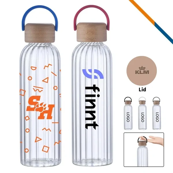 Custom 21 oz Glass Water Bottle with Bamboo Lid — Sustainable Sports & Wellness Drinkware 1