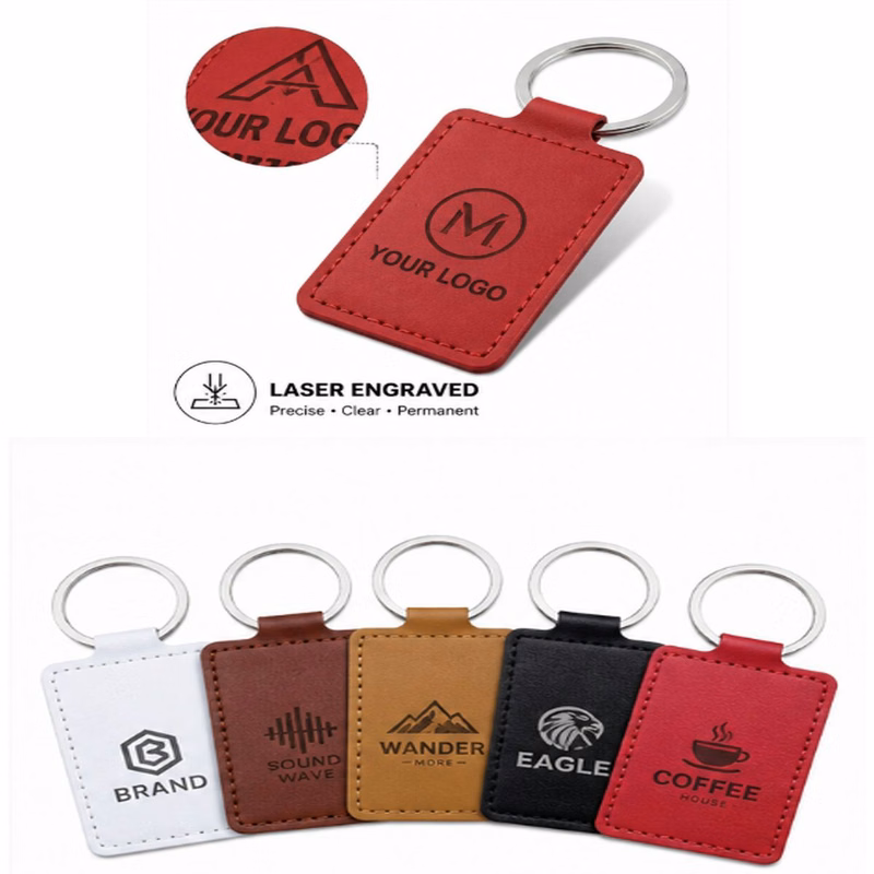 Custom Laser Logo PU Keychain