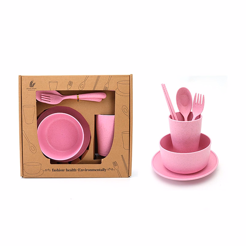 Biodegradable Wheat Straw Cups Bowl Plates Dinnerware Sets