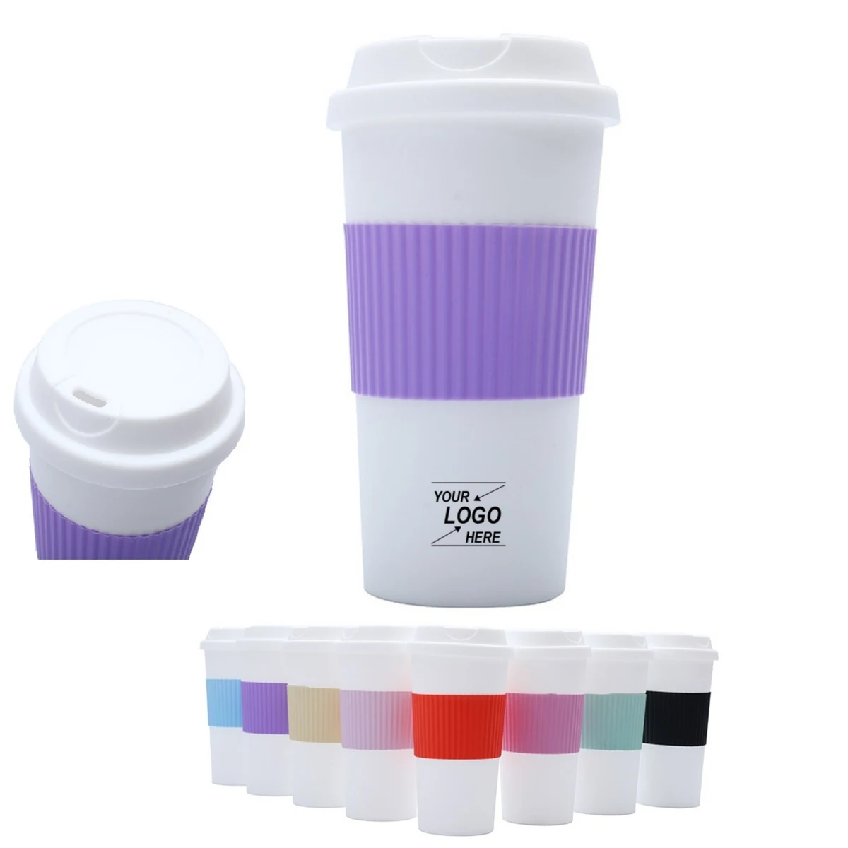 16oz Insulated Travel Coffee Mug, custom plastic cup with logo imprint 1