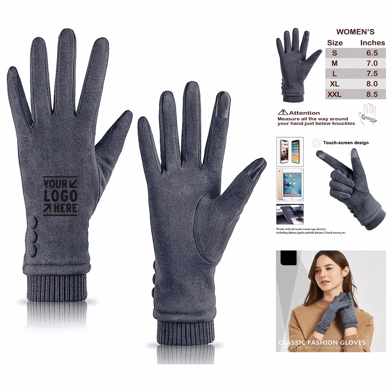 Women Fleece Lined Thick Warm Touch Screen Gloves