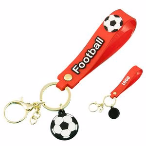 Sporty Football PVC Keychain Ring With Band