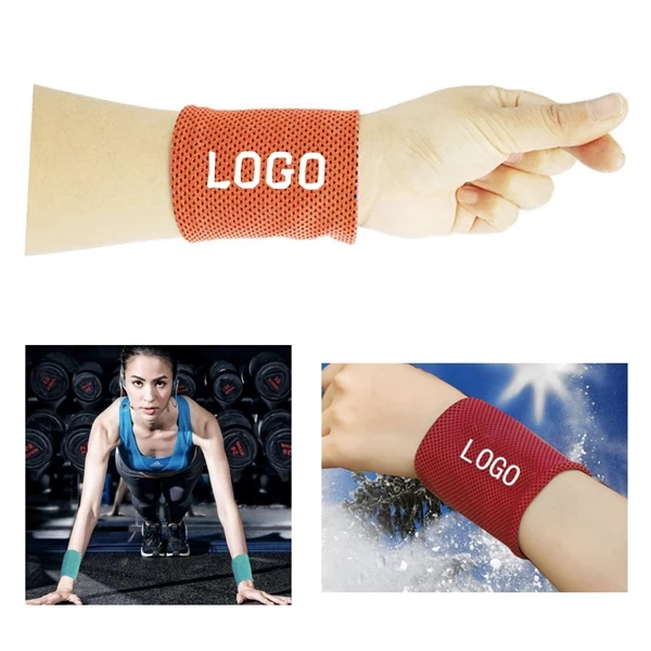Custom 4 Inch Polyester Sports Cooling Wrist Band with Moisture Wicking — Athletic Promo 1