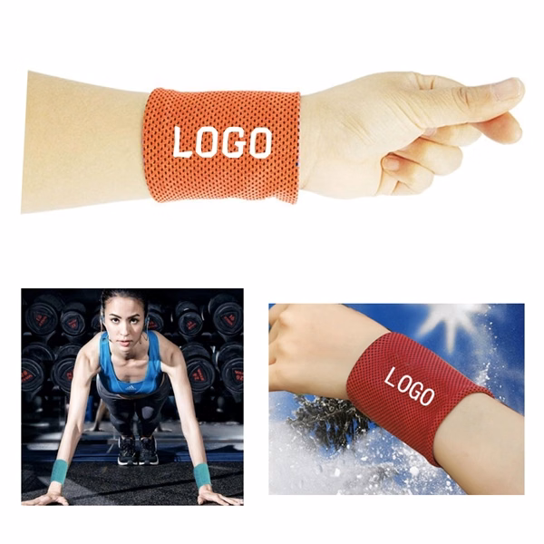 Custom 4 Inch Polyester Sports Cooling Wrist Band with Moisture Wicking — Athletic Promo