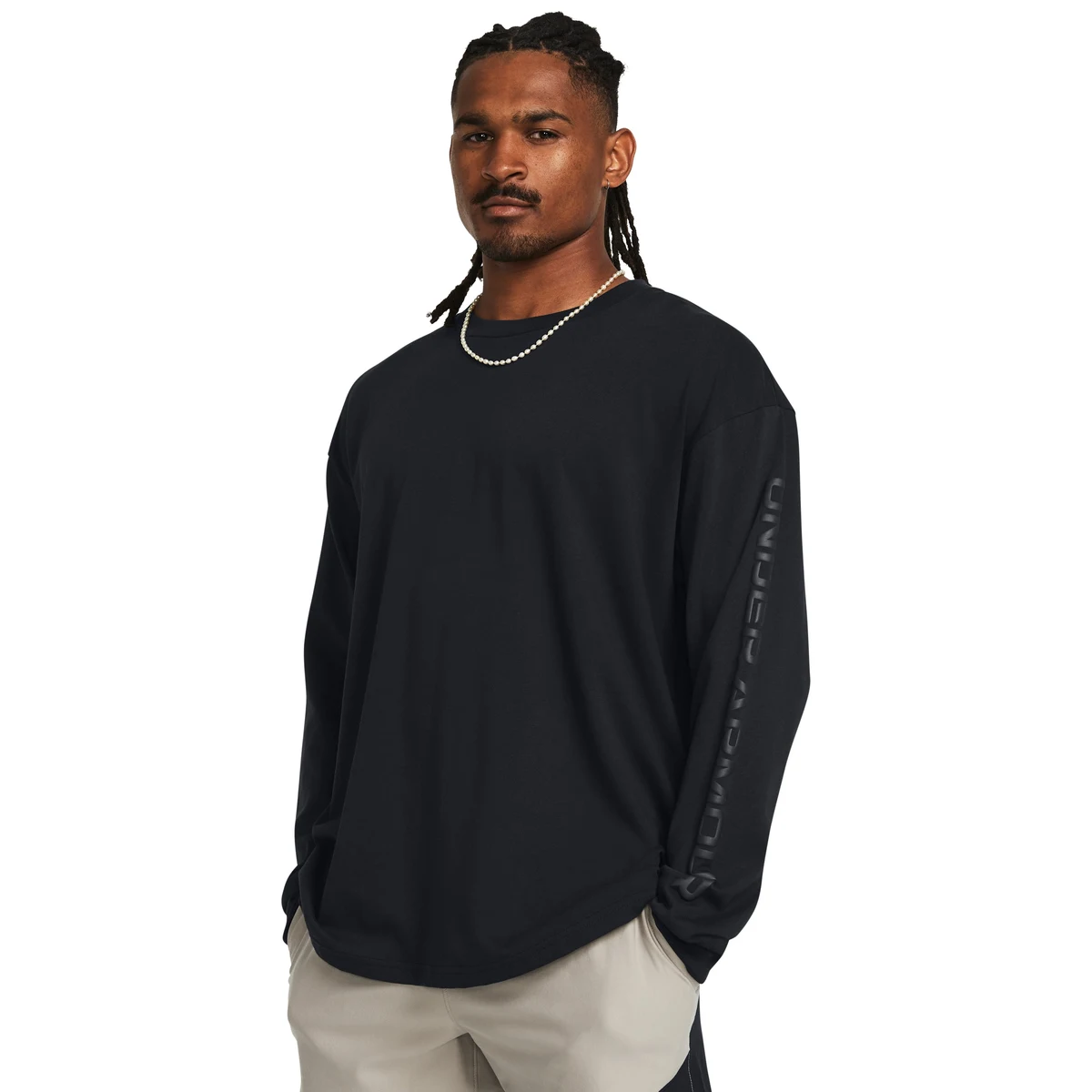 UA Heavyweight Tonal Wordmark Men's Long Sleeve, custom hoodie or sweatshirt with logo imprint 1