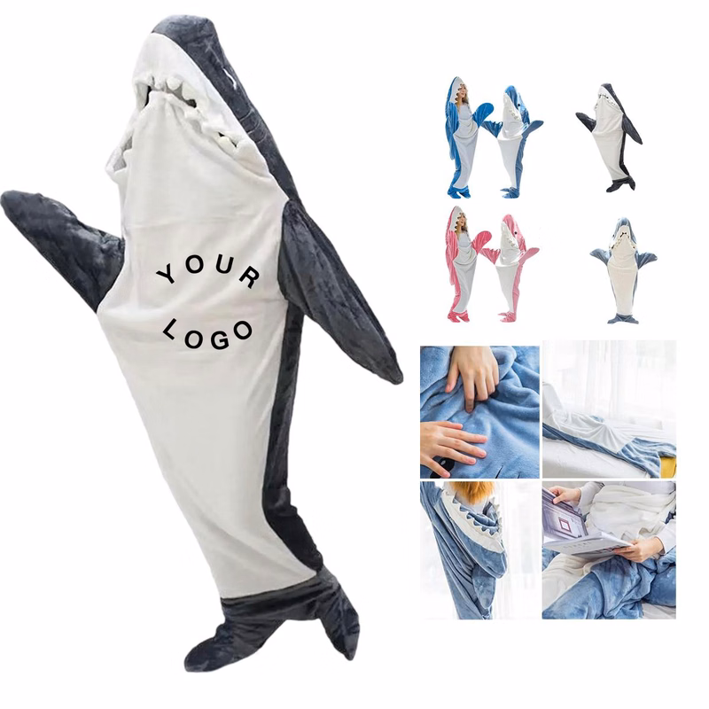 Shark Blanket Hoodie with Flannel Fabric
