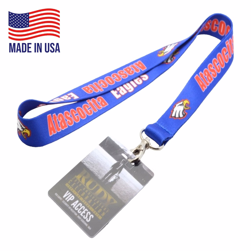 USA Made 5/8 inch Dye-Sublimation Lanyard with PVC ID Card