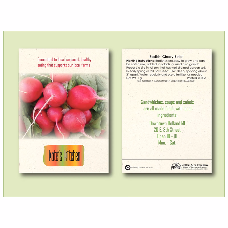 Radish 'Cherry Belle' Seed Packet - Size 3.25" x 4.5"