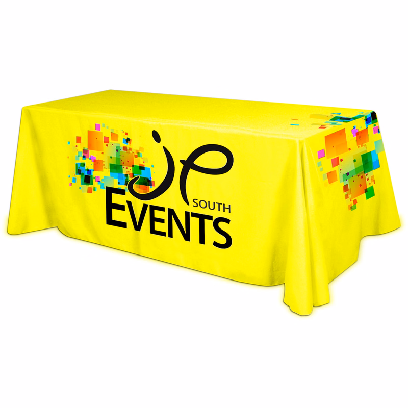 All Over Full Color Dye Sub Table Cover - flat poly 4-sided, fits 8' table