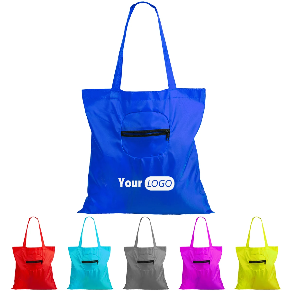 Polyester Customizable Reusable Foldable Shopping Bag, custom tote bag with logo imprint 1