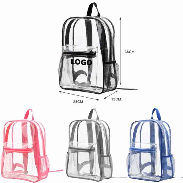 Clear PVC Security Backpack with Mesh Pockets