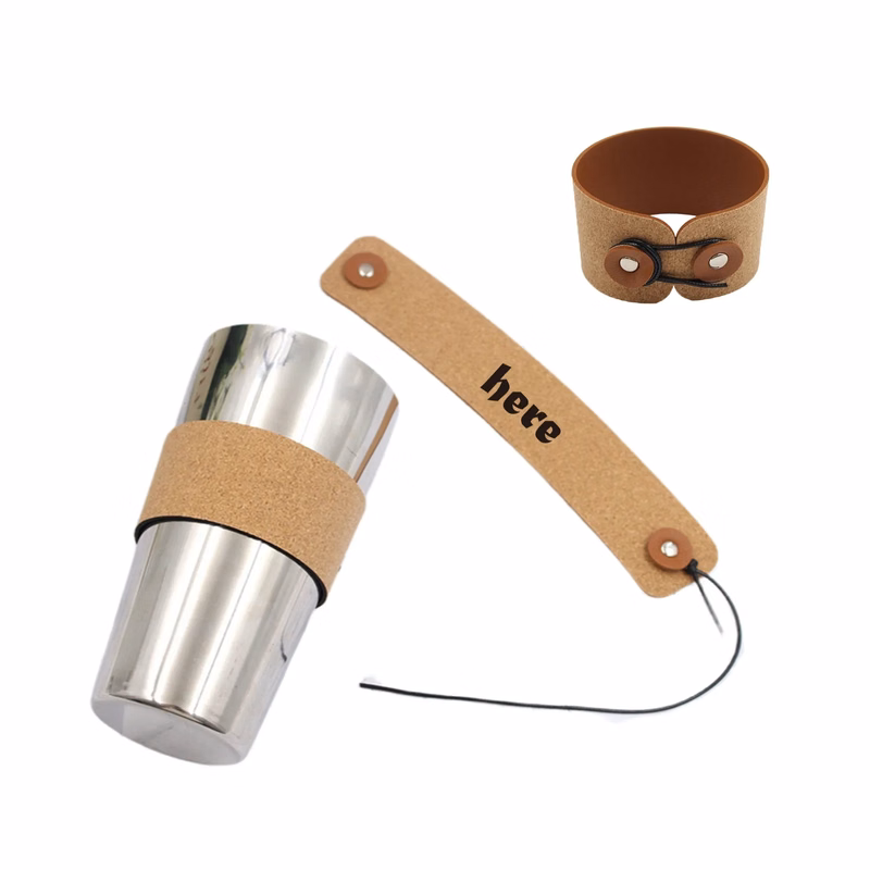 Portable Foldable PU Leather Insulated Cup Sleeve