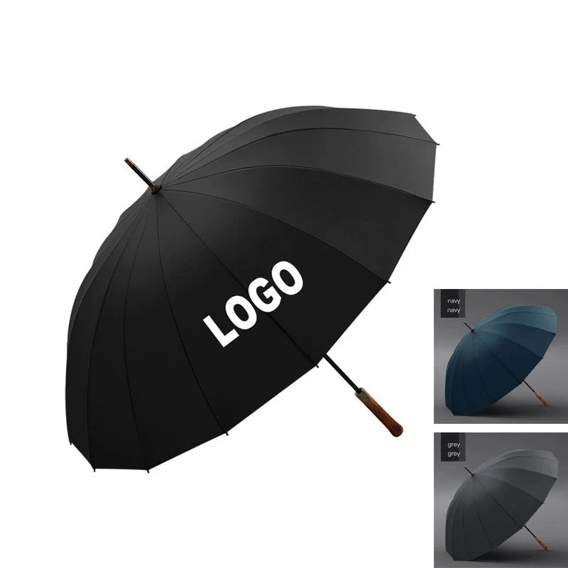 Custom 16-bone Umbrella with wood handle 1