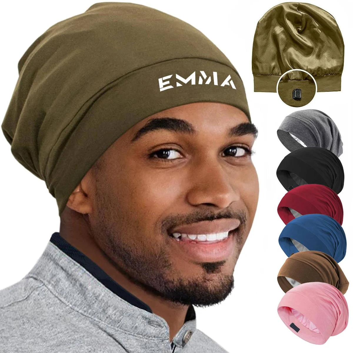 Hair Wrap Cover Sleep Cap for Men with Adjustable Strap 1