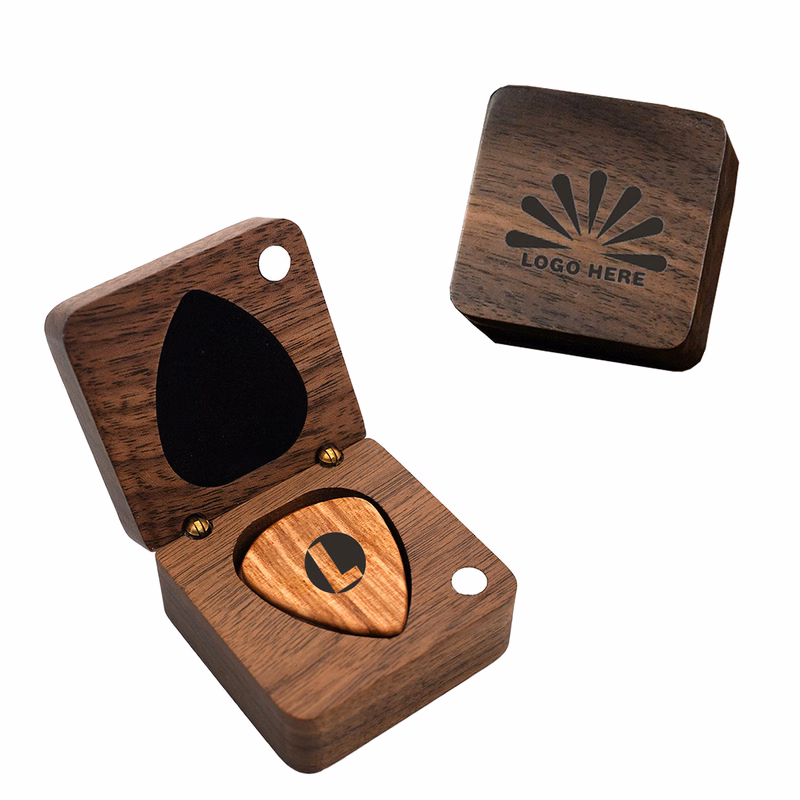 Personalized Wooden Guitar Pick Set with Wood Box