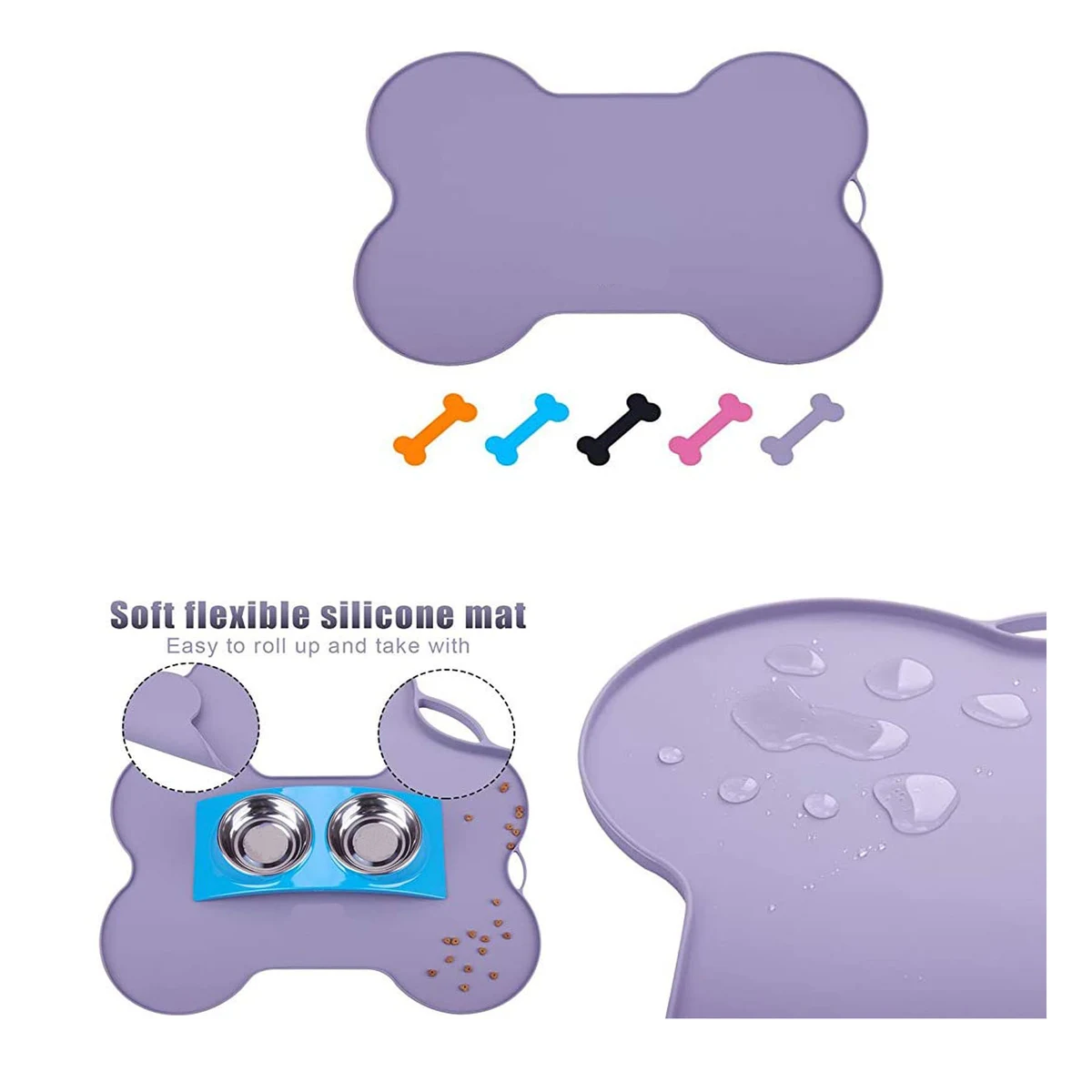 Bone-Shaped Easy to Clean Dog Cat Placemat 1
