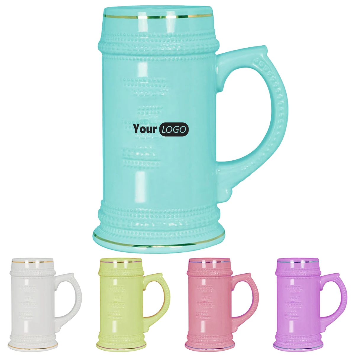 Ceramic Elegant Gold Beer Stein 1