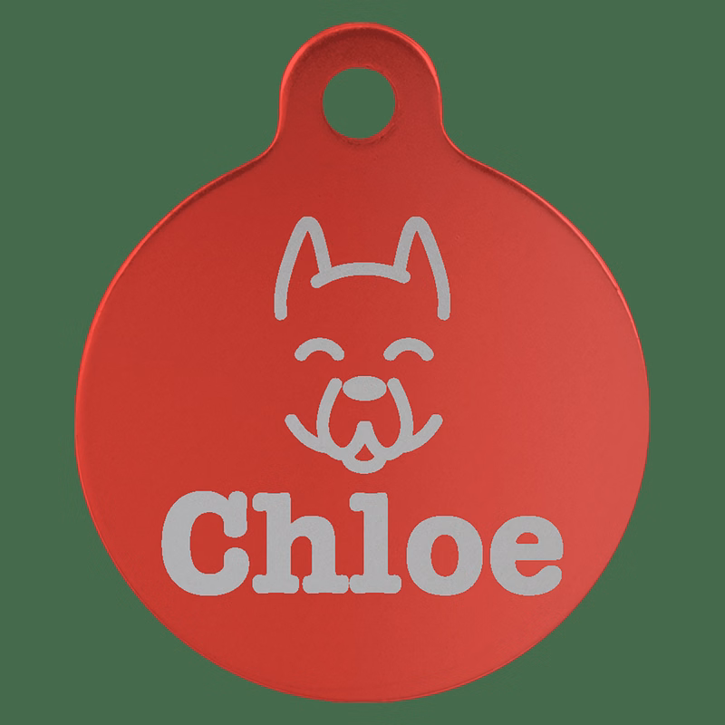 1" Red Anodized Aluminum Round Pet Tag with Tab