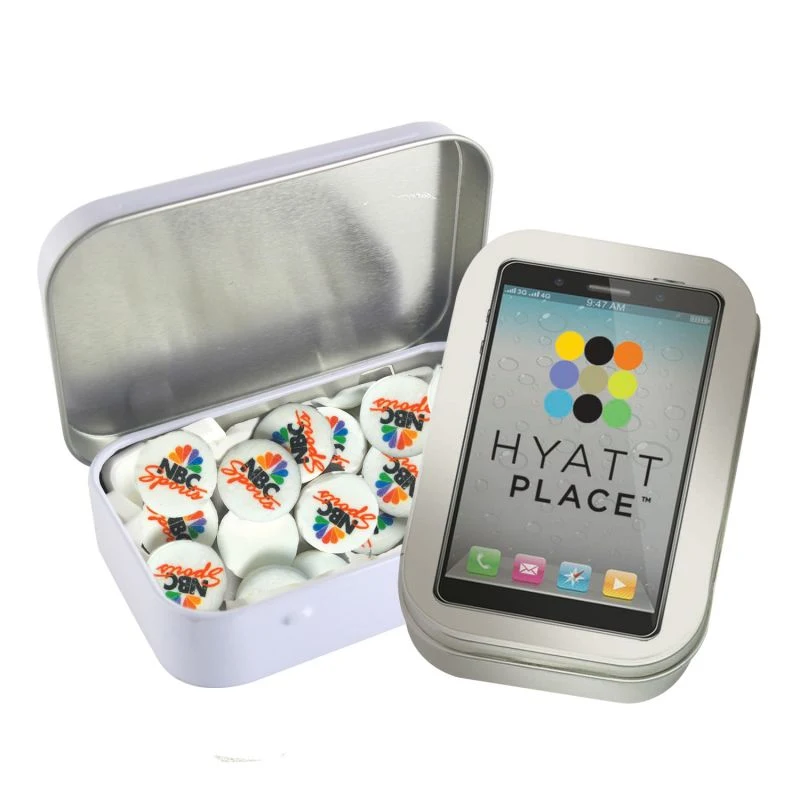 Rectangular Tin - Imprinted Round Mints 1