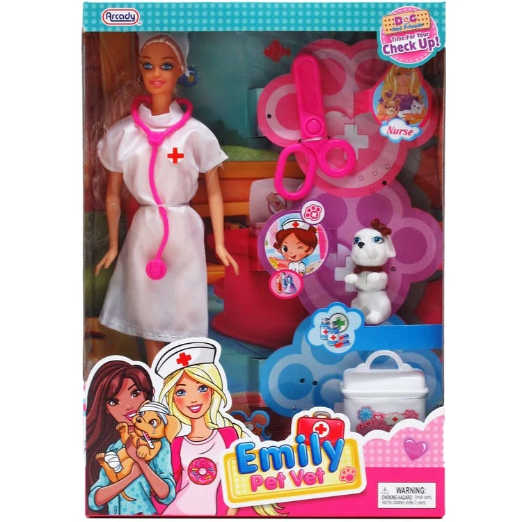 Nurse Emily Doll with Toy Pet Set 11.5" 1