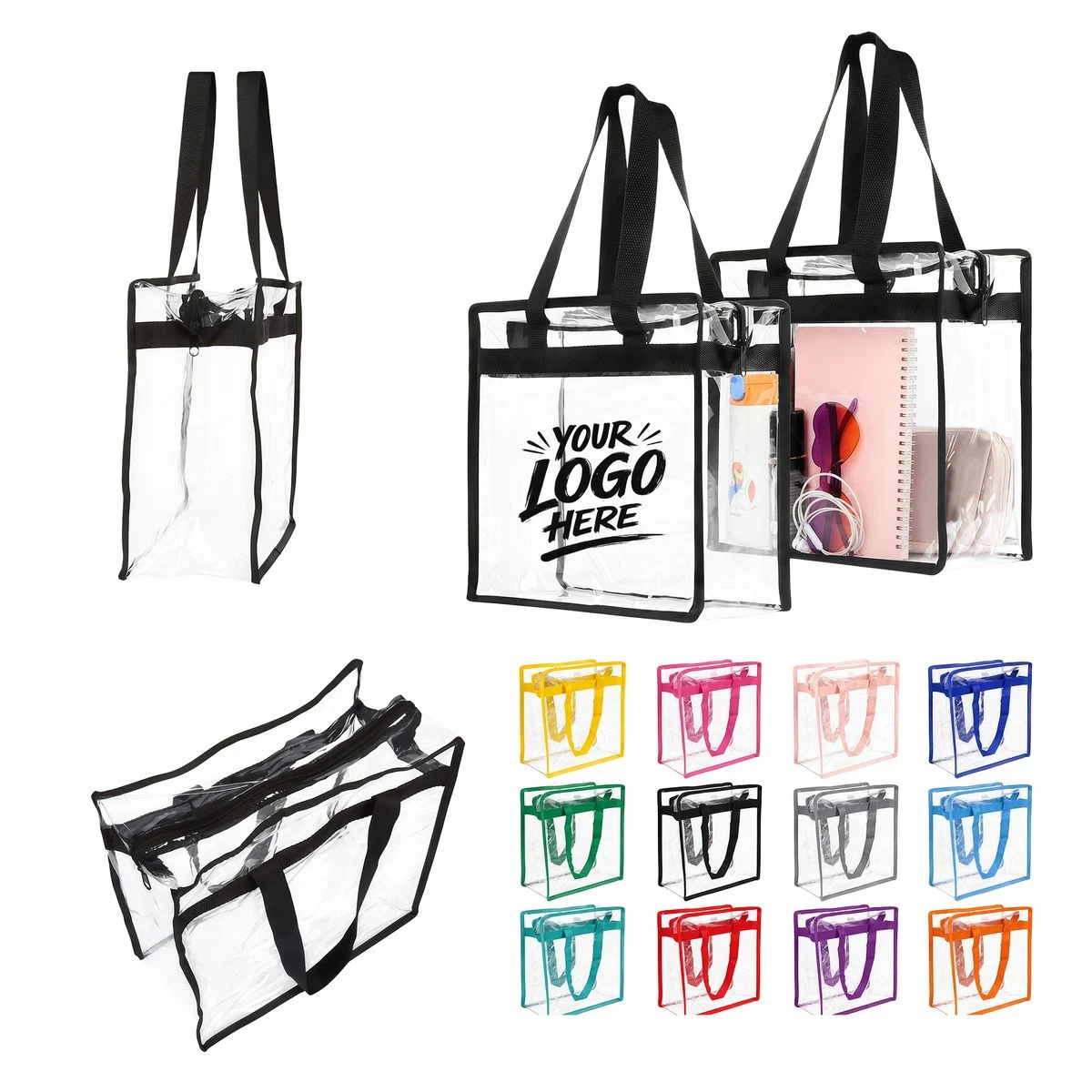 Clear PVC Zipper Tote Stadium Event Carry Bag 1